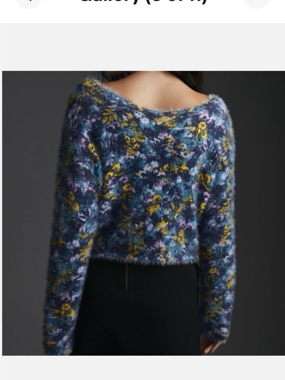 Pilcro Off-the-Shoulder Fuzzy Floral Sweater - Blue Multi. Size M - Picture 3 of 11